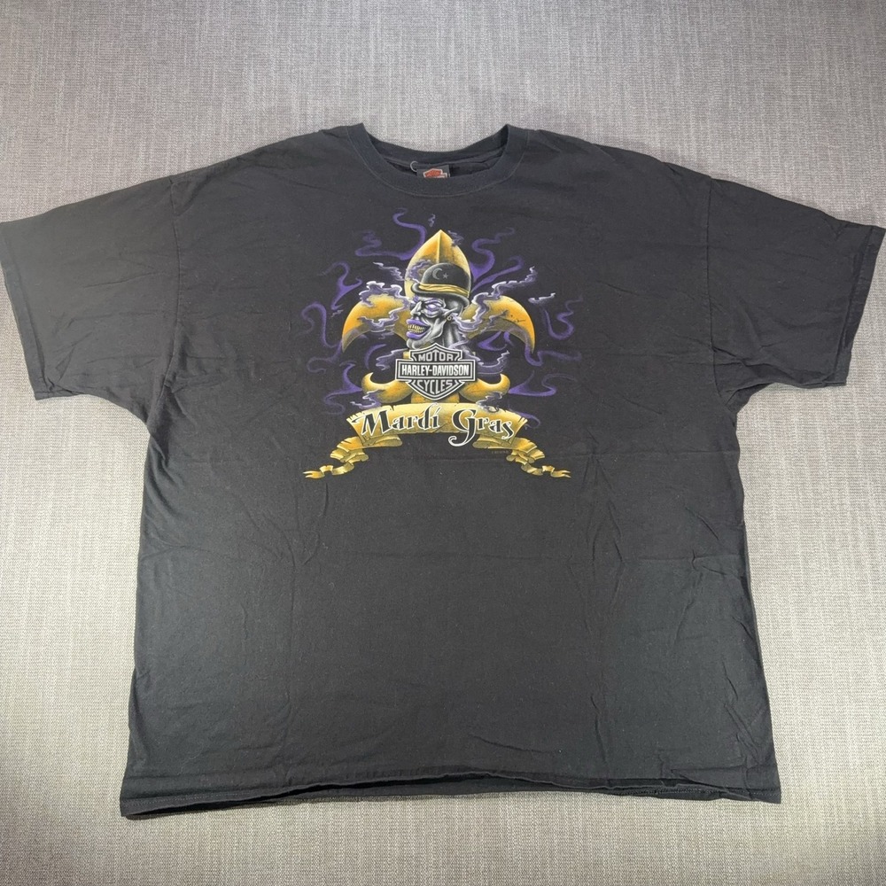 Harley-Davidson Shirt Mens 3XL Black Mardi Gras Alexandria LA Graphic Tee